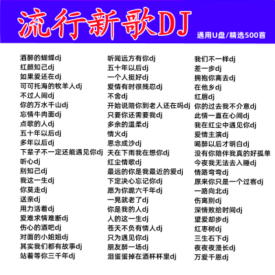 2022新歌DJ歌曲U盘热门网络流行中文DJ舞曲无损音乐车载MP3/4优盘