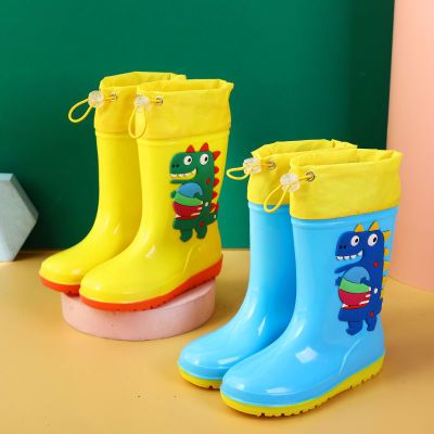 儿童雨鞋2-16岁恐龙男童防水轻便小童雨靴中大童加绒保暖女童
