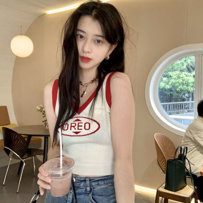 159038/冰丝吊带背心女2022春夏新款外穿修身短款V领小吊带打底上衣