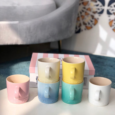 陶瓷彩虹色马卡龙色马克杯子350毫升茶水杯牛奶早餐杯礼盒套装