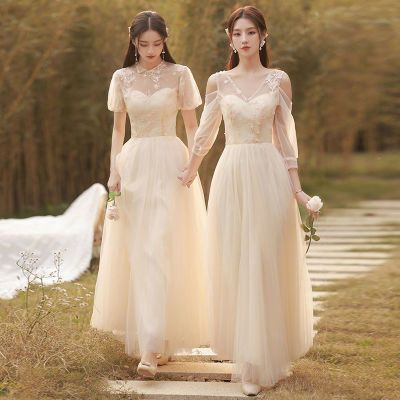 147730/伴娘服2022新款宴会优雅气质名媛闺蜜姐妹团长袖礼服女显瘦遮肉夏