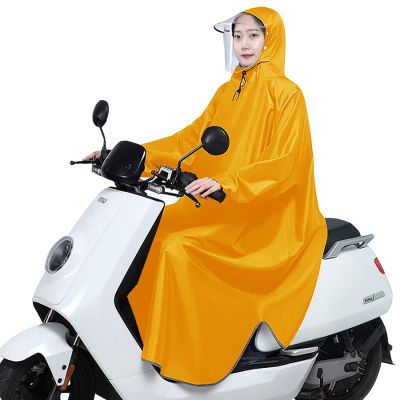 带袖雨衣电动车摩托车雨披单人加大加厚男女士成人双帽檐骑行雨衣