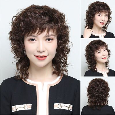 假发女长发中长卷发全真人发套自然逼真妈妈头套造型全头套增发量