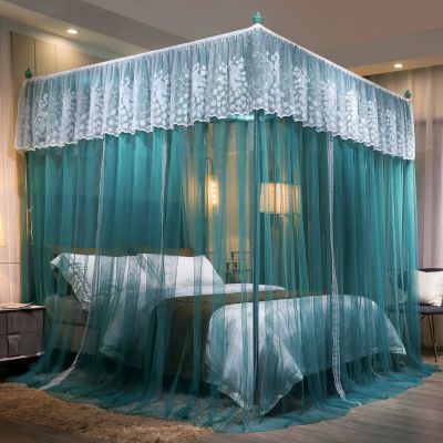 新款蚊帐1.8米双人床家用卧室折叠1.5米1.2m宫廷纹帐支架根子套装