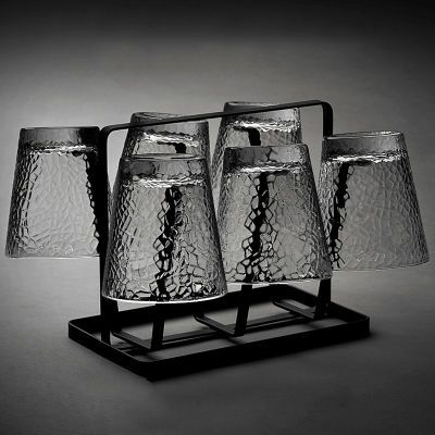 日式冰川石纹玻璃水杯套装加厚家用耐热玻璃杯茶杯果汁杯子一