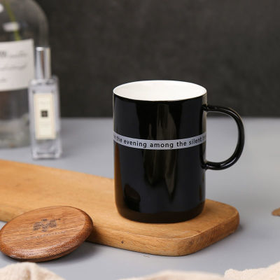 创意个性玉瓷马克杯带盖喝水杯子商务男女夏季办公牛奶咖啡茶杯