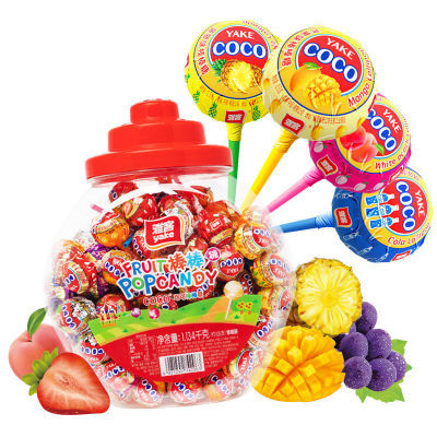 187987/雅客棒棒糖罐装108支零食批发网红COCO水果糖儿童糖果小零食批发
