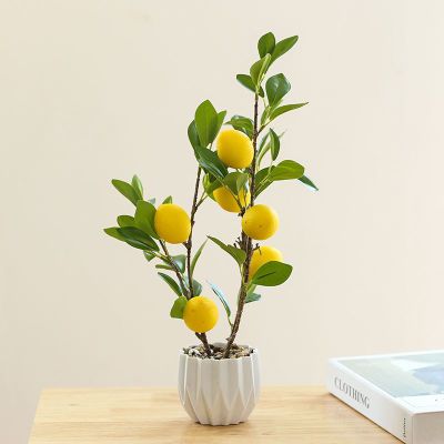 假花新款仿真柠檬树盆景卧室桌面室内创意小摆件仿真植物盆栽抖音