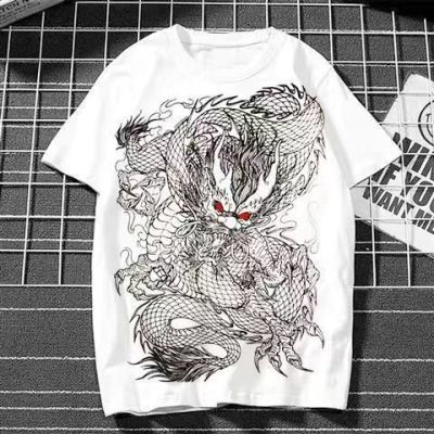 三面佛连体精神小伙衣服社会纹身图案学生夏季短袖T恤男潮流t半袖