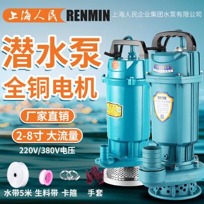 上海人民潜水泵220V380V清水泵农用灌溉泵家用大流量高扬程抽水泵