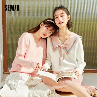 153492/森马毛衣女2022春季新款V领显瘦针织打底内搭单穿打底衫纯色毛衫