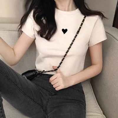174296/2022夏季新款小爱心T恤女短袖体恤宽松韩版简约半袖上衣女ins