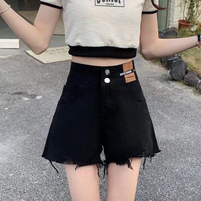 167922/黑色牛仔短裤女夏季2022年新款薄款高腰显瘦宽松a字超短辣妹热裤