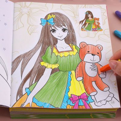 公主人物涂色本3-12岁小学生画画涂色本儿童涂鸦美少女涂色绘画册
