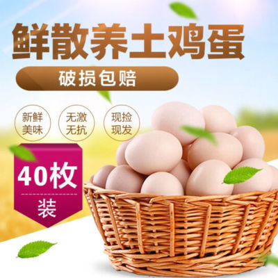 175800/【江湖见】山林农家新鲜散养土鸡蛋草鸡蛋40枚整箱鸡蛋新鲜批发价