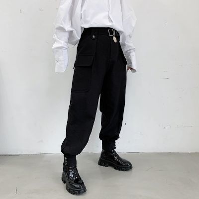 春秋季2023新款宽松百搭潮流裤子男大码多口袋工装休闲束脚哈伦裤