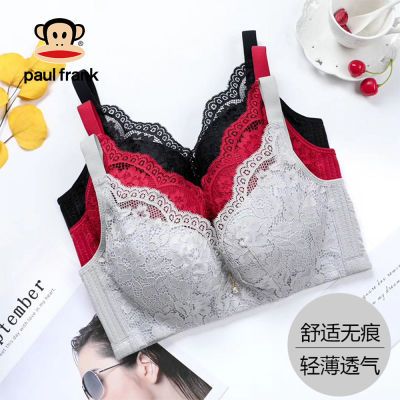 174974/大嘴猴内衣女超薄款大胸显小调整型文胸无钢圈胖mm上托收副乳胸罩