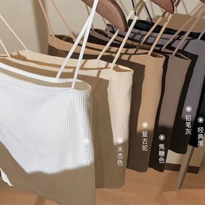 158486/新款纯色法式吊带带胸垫固定杯抹胸防走光一片式少女美背裹胸内衣