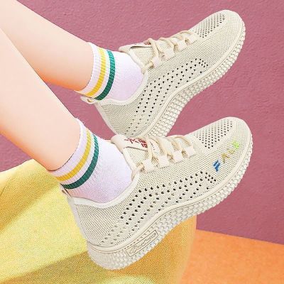 女鞋2025春夏新款红色本命年飞织妈妈网面鞋百搭运动休闲跑步潮鞋