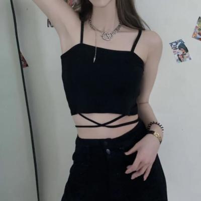 159346/短款甜辣小心机甜辣小吊带上衣女外穿潮流夏新款交叉绑带无袖背心