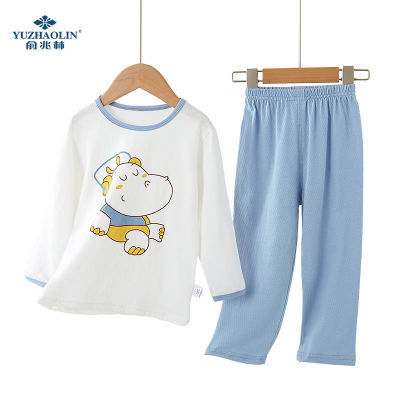 俞兆林儿童家居服睡衣男童女童夏季薄款纯棉空调服宝宝长袖两件套