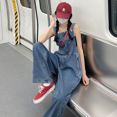 185856/牛仔背带裤女韩版宽松夏季薄款2022新款酷盐系设计感小众阔腿裤子