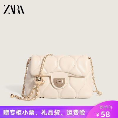 171733/zara女包酒韵之香链条小包包2022年新款爆款白色菱格风单肩斜跨包