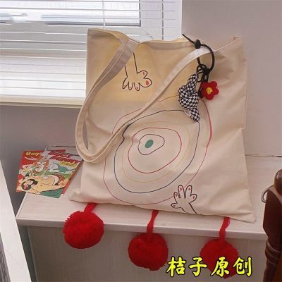 日系小众文艺涂鸦环保布袋 韩版ins手提单肩购物袋少女学生帆