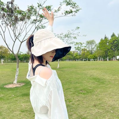 171536/上海故事防晒遮阳帽子女防紫外线空顶帽黑胶太阳帽骑车百搭遮脸