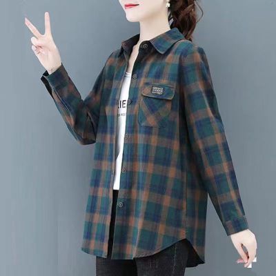 170286/春夏宽松大码衬衫女中长款薄外套韩版防晒衣时尚格子衬衣爆款网红