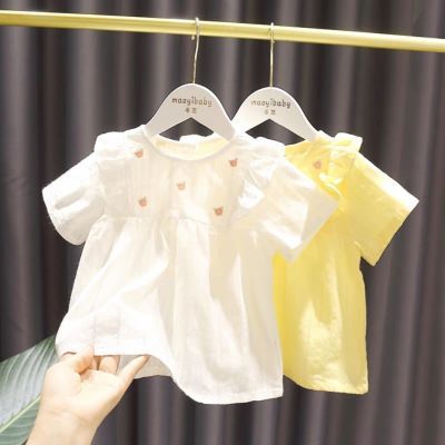 女宝宝短袖透气上衣女婴儿童夏装新款女童小清新百搭小花娃娃衫潮优惠商品图片