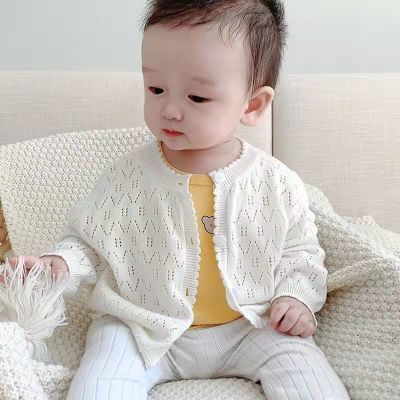2022夏季新款儿童空调开衫薄款婴儿夏装宝宝针织纯棉镂空长袖线衫