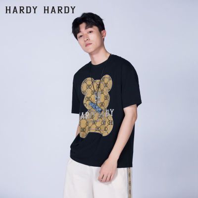 HARDY HARDY2022夏新款动漫印花烫钻小熊情侣款短袖T恤衫半袖体恤