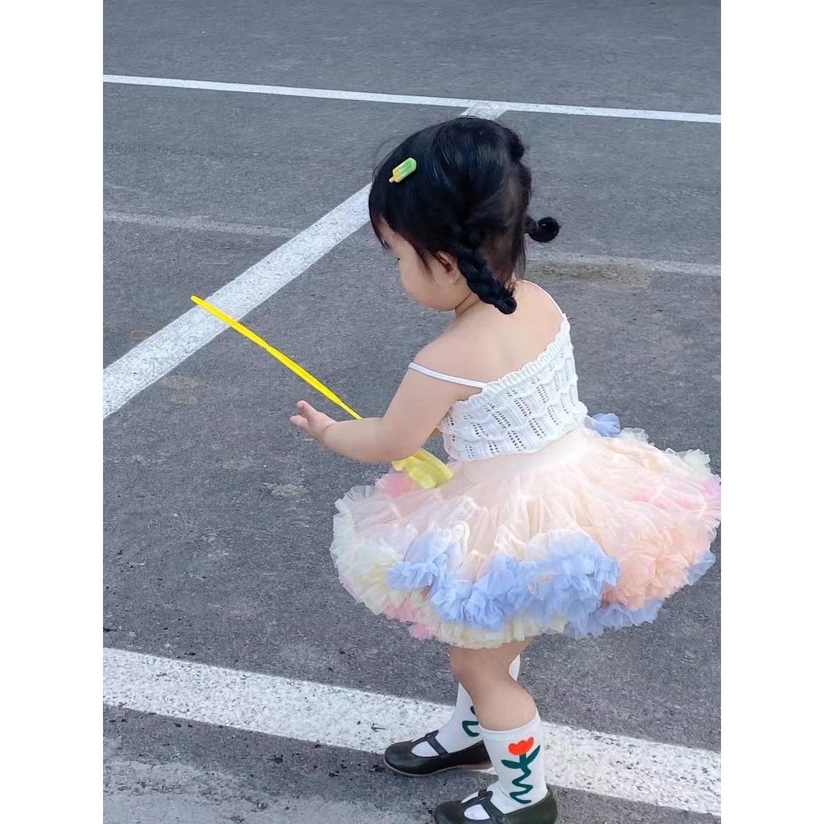 Three generations of tutu skirt girls baby rainbow princess skirt plus fluffy convex skirt baby children's gauze skirt dance skirt