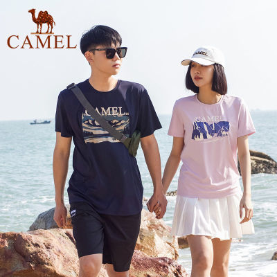 骆驼男装短袖男女同款2022新款圆领T恤时尚印花舒适休闲打底CAMEL