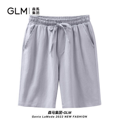 森马集团品牌GLM棉麻短裤男2022夏季新款透气散热五分直筒休闲裤