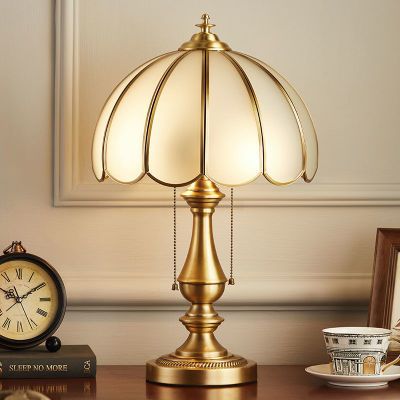 美式全铜客厅灯灯复古卧室灯现代轻奢床头灯饰温馨欧式台灯