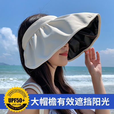 168635/帽子夏防晒帽女沙滩遮阳帽骑车空顶太阳帽子女夏季黑胶贝壳帽