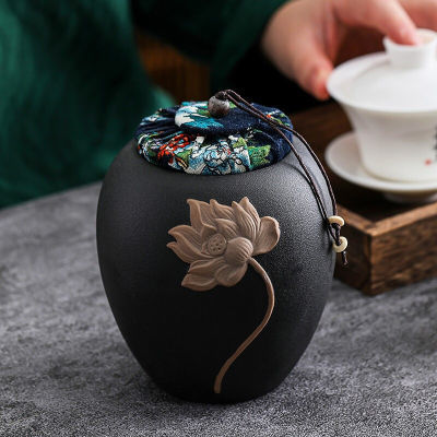 粗陶功夫茶具配件密封存茶罐居家便携普洱通用大号醒茶叶罐陶瓷
