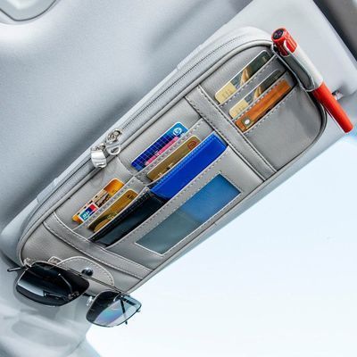 汽车通用遮阳板套眼镜夹袋卡片包收纳多功能货车证件夹票据车用品
