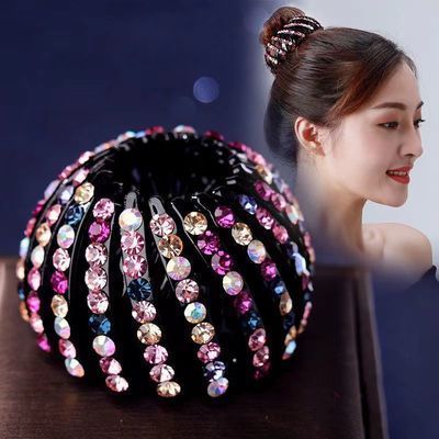 177687/韩款发夹鸟巢盘发器丸子头网红新款发卡头圈饰品女懒人扎马尾抓夹