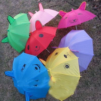 幼儿儿童雨伞红色遮阳装饰伞带兔子立体的MINI小孩款卡通伞小