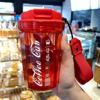 2022新款潮流随行水杯红书同款网红塑料咖啡杯子便携随手杯可乐杯