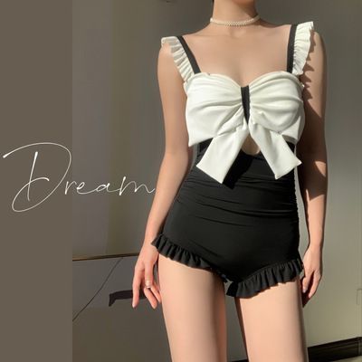 184957/泳衣女2022新款保守连体韩国ins高腰遮肚显瘦学生吊带温泉游泳装