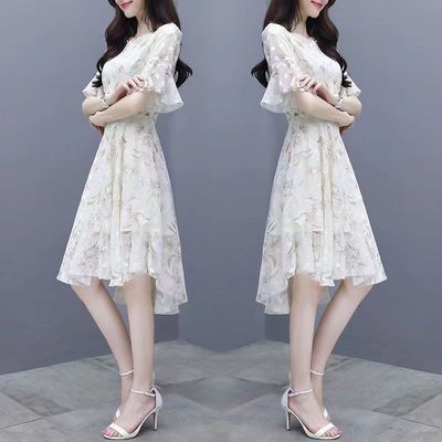 裙子女夏装2022新款韩版收腰显瘦气质碎花连衣裙超仙女小个裙子