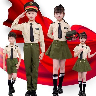 儿童军装升旗手海陆空军装套装警察服小学生红歌朗诵大合唱表演服