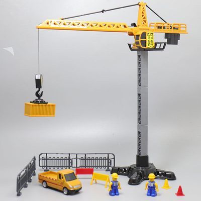 德立信手摇塔吊起重机底部带吸盘稳固工程升降吊机模型儿童玩具