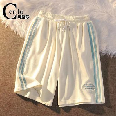 176584/C CRLU国潮牌简约百搭侧边条纹拼接情侣运动短裤男女减龄五分裤子