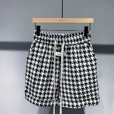 175233/夏季千鸟格针织短裤男韩版潮流时尚休闲裤松紧百搭宽松运动中裤男