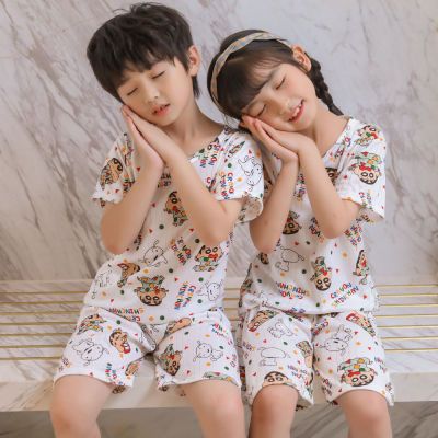 175341/儿童睡衣男孩短袖夏季新款大童小孩男女童卡通宽松宝宝家居服套装
